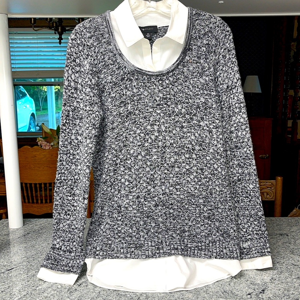 AB Studio Black Collared M Sweater